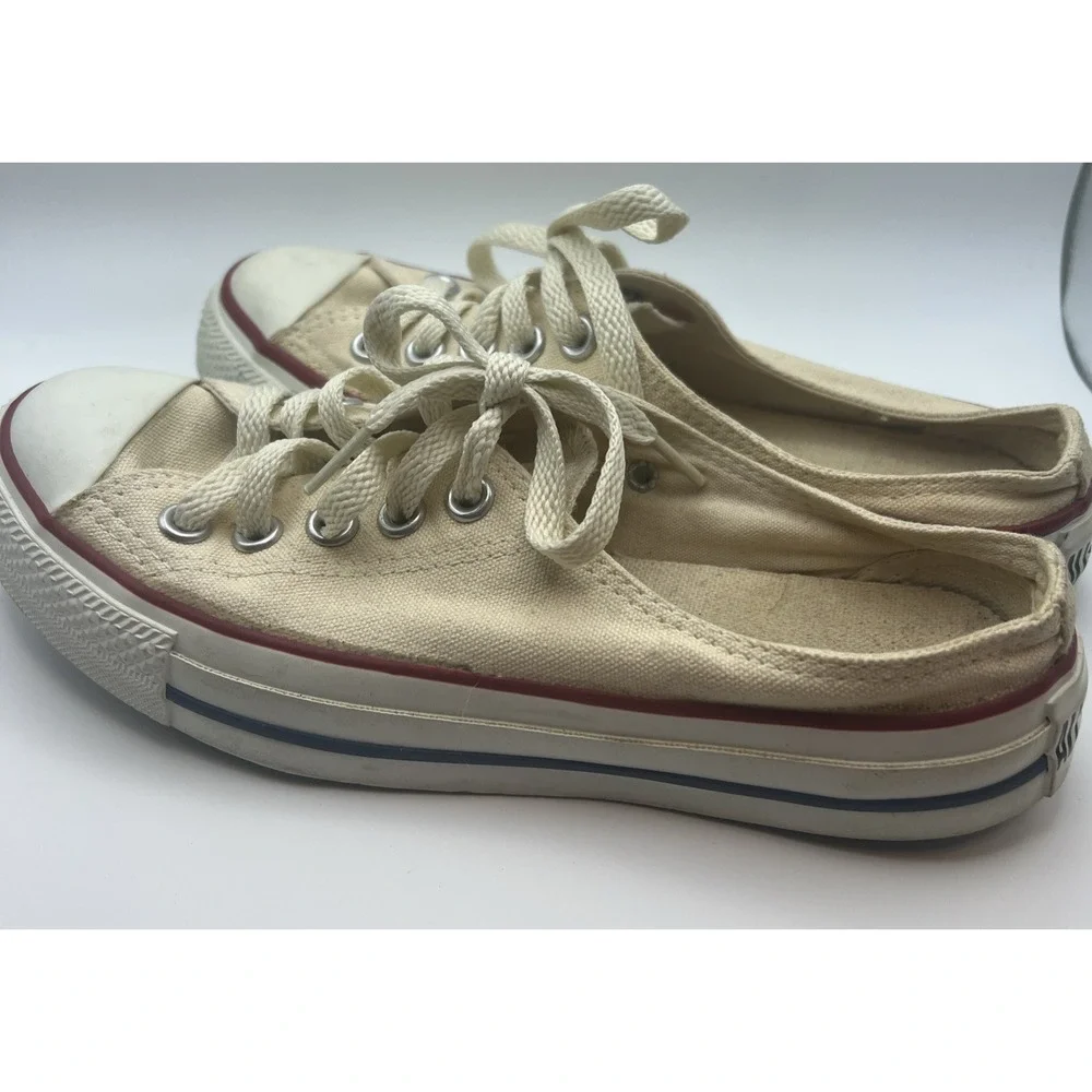 VTG Converse ALL☆Star Mule w/Laces Cream/White 1H672 US: Men's 5/Women's 7 EUC - Picture 4 of 11